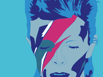 Bowie Vector Illustration block colour blue bowie david bowie design flat illustration music music art music artist poster simple design vector vector artwork