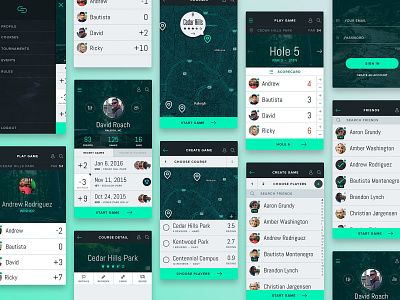 Chains application courses dashboard design disc golf game hole interface ui ux