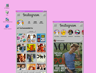 Instagram on Windows 98 app design illustration windows 98