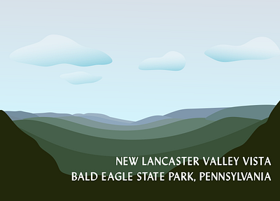 NewLancasterValleyVistaPA_WR2020 design dribbleweeklywarmup illustration mountain nature park postcard