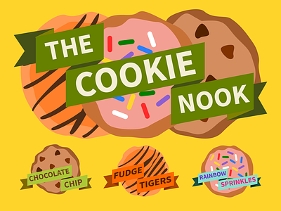The Cookie Nook branding business chocolate confections cookies design foodie fudge graphic illustration logo sign sprinkles