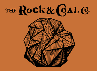 The Rock & Coal Co. coal company company logo crosshatch illustraion rock stone