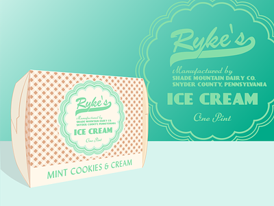 Ryke's Mint Cookies & Cream branding business design dribbleweeklywarmup graphic ice cream typography vintage