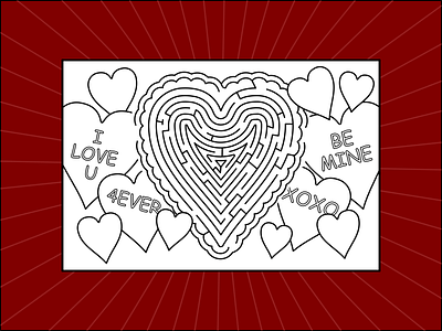 Valentine Heart Maze Postcard activity conversation design dribbleweeklywarmup graphic heart hearts kids maze postcard valentine
