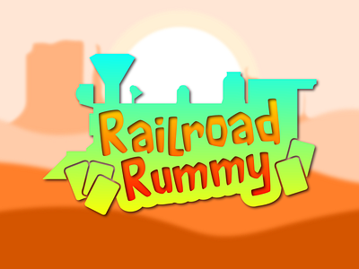 Railroad Rummy Game Title Art cards game app game art games logo railroad rummy title train typography west wild