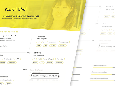 Branded resume branding designer resume yellow youmi