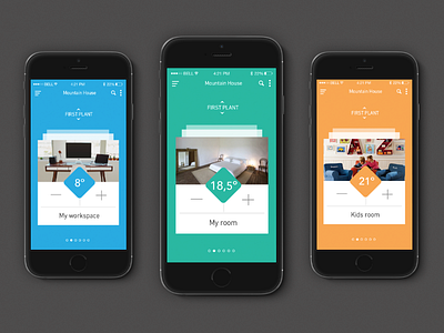 Heating Control app clean design flat heating control ios ui ux