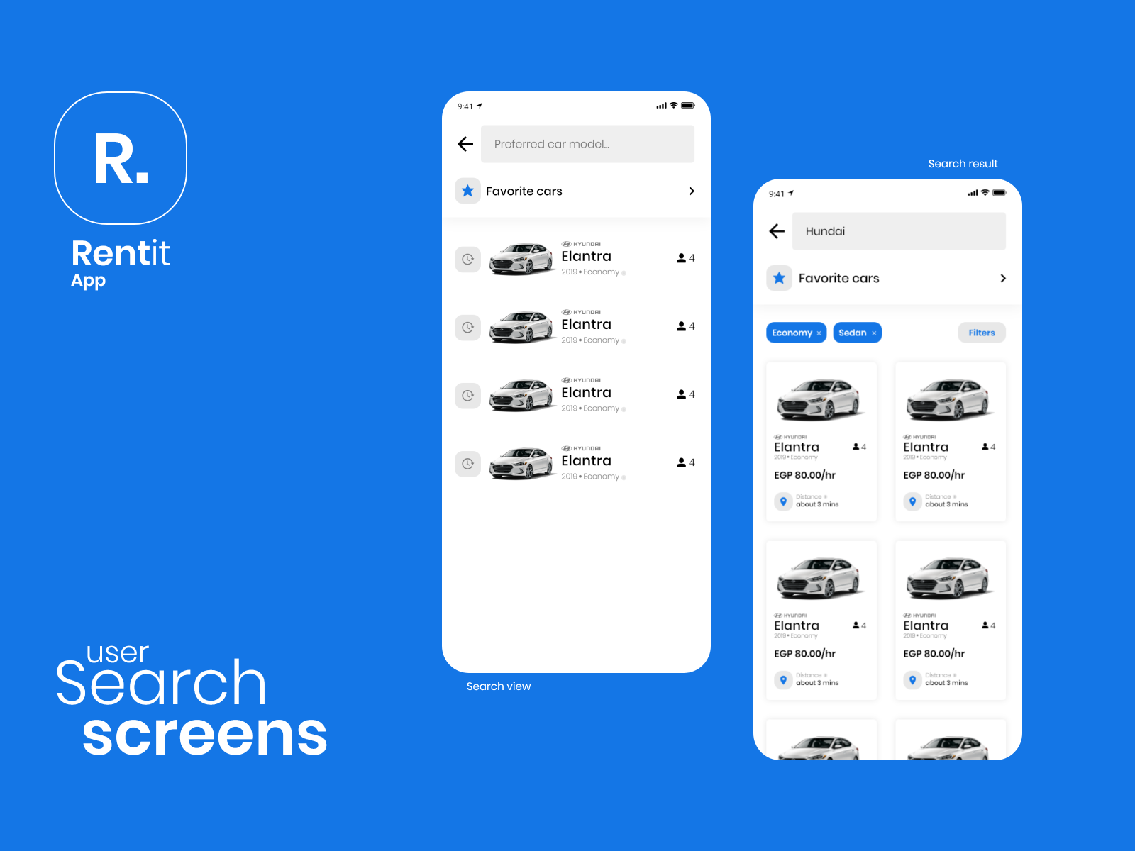 car renting app concept Rentit by Andrew.J on Dribbble