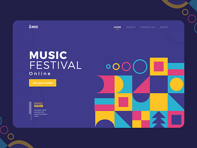 Music fest - landing page abstract app branding design flat geometric icon illustration landingpage minimal ui ux vector web website