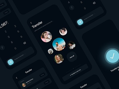 Transfer money - Dark animation app banking clean dark design flat illustration mobile money transfer ui ux vector