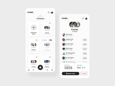 Receipt group food order app app clean design flat food ios logo mobile ui ux