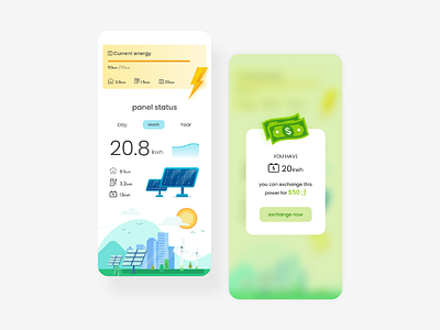 solar panel app adobexd app design flat ios panel solar ui ux