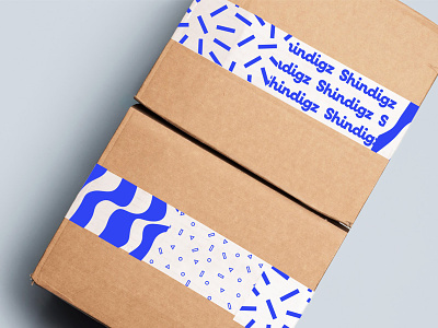 New Work blue box brand identity branding brandmark confetti logo packaging party pattern script vis