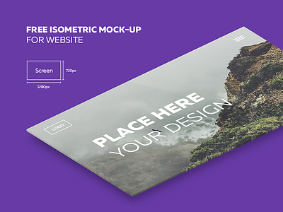 Free isometric mock-up for website | 1280x720px