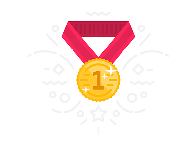1st place medal award first flat gold icon illustration medal place prize win