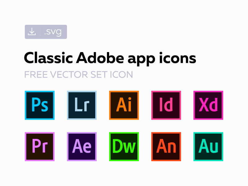 Free classic Adobe СС icons freebie creative cloud cc svg vector set icon adobe 2017 2016 2015 original
