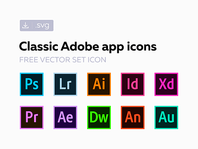 Free classic Adobe СС icons 2015 2016 2017 adobe cc creative cloud freebie icon original set svg vector