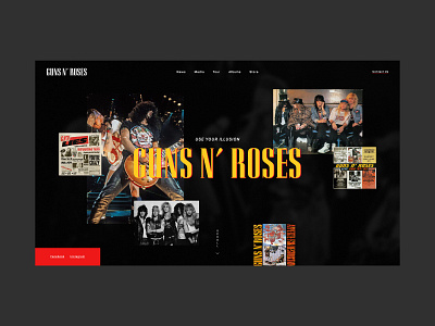 Guns N' Roses - Website Concept axl rose band concept design duff mckagan guns n roses interface izzy stradlin page rock and roll slash steven adler typography ui ux web website