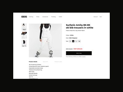 Asos, product black and white design minimal typography ui ux web website