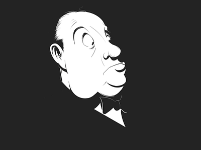 Alfred Hitchcock III adobeillustrator black white clean flat illustration minimal vector