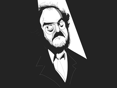 Stanley Kubrick adobeillustrator black and white cinema flat illustration minimal portrait portrait art vector