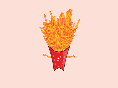 Great British Pound of French Fries adobeillustrator branding character design flat fries illustration minimal vector