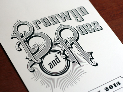 Bronwyn and Ross invitation stationery typography wedding