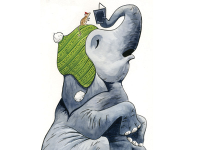 Singing Elephant animal elephant illustration mouse painting watercolor