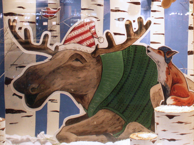 Life Size Christmas Moose animal display illustration moose painting watercolor