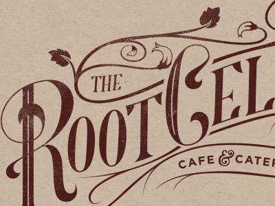 Root Cellar hand drawn logo serif typography