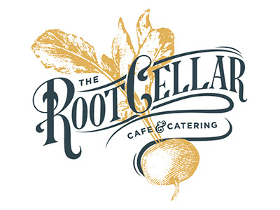 The Root Cellar custom handdrawn illustration logo typography