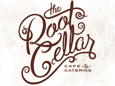 Root Cellar hand drawn loopy script typography