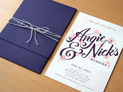 Angie & Nick brush script invitation lettering stationery watercolor wedding