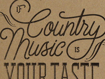 Country Music hand drawn lettering script typography