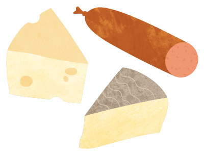 Charcuterie cheese drawing illustration texture