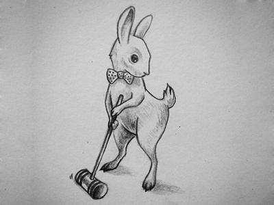 Croquet Rabbit bunny doodle drawing illustration pencil rabbit sketch