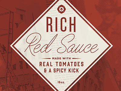 Red Sauce collage food jar label packaging type typography