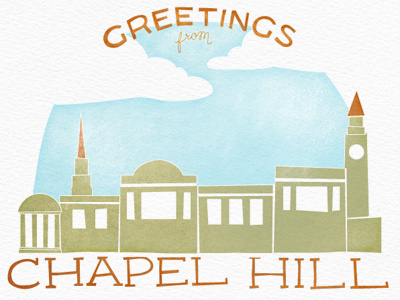 Greetings from Chapel Hill buildings greetings hand drawn town