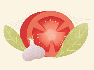 Ingredients basil digital food garlic illustration illustrator packaging texture tomato vegetables