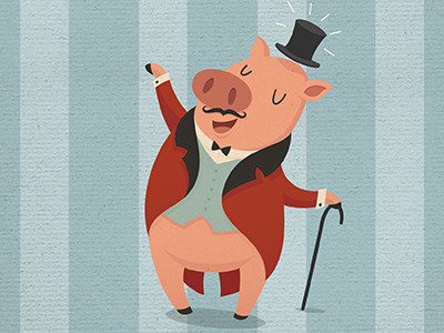 Ringmaster animal character circus illustration pig texture
