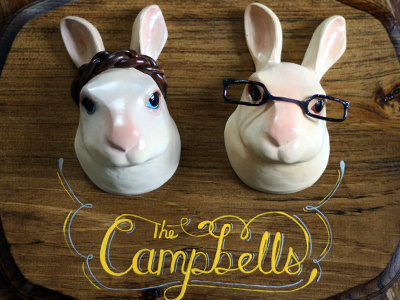Wedding Bunnies bunny glasses hand drawn script type