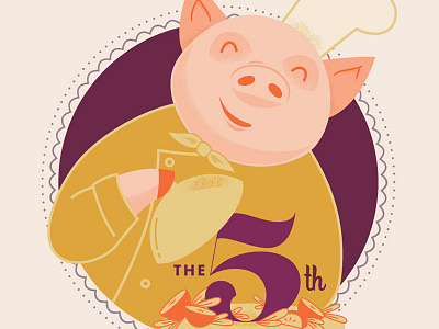 Porkapalooza character chef festival food ham illustration illustrator pig poster texture typography vector