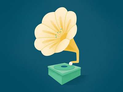 Gramoflower floral flower gramophone illustration phonograph record vector