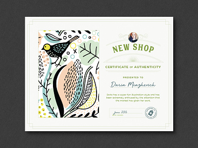 New Shop Certificates birth certificate design layout print seal type typography