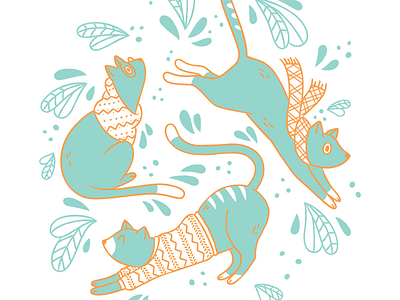 Cozy Cats cats flourish illustration ornaments pattern screenprint swag tote vector