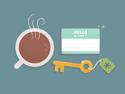Onboarding brush coffee cup illustration illustrator key nametag onboarding spot texture vector