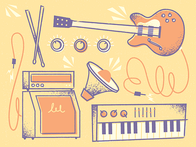 Be Loud! amp festival guitar illustration illustrator instruments keyboard music poster texture vector