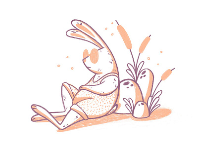 The Buns of Summer bunny character drawn illustration pencil rabbit summer texture