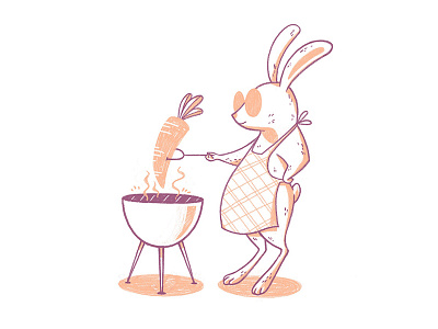 Summer Bun No. 2 bunny character drawn illustration pencil rabbit summer texture