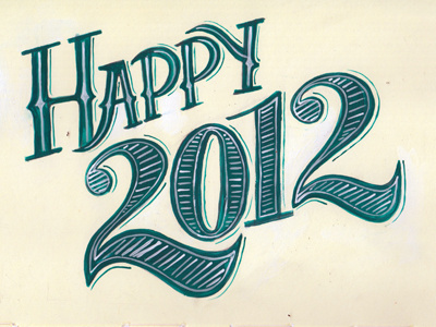 Happy 2012! hand drawn sketchbook typography